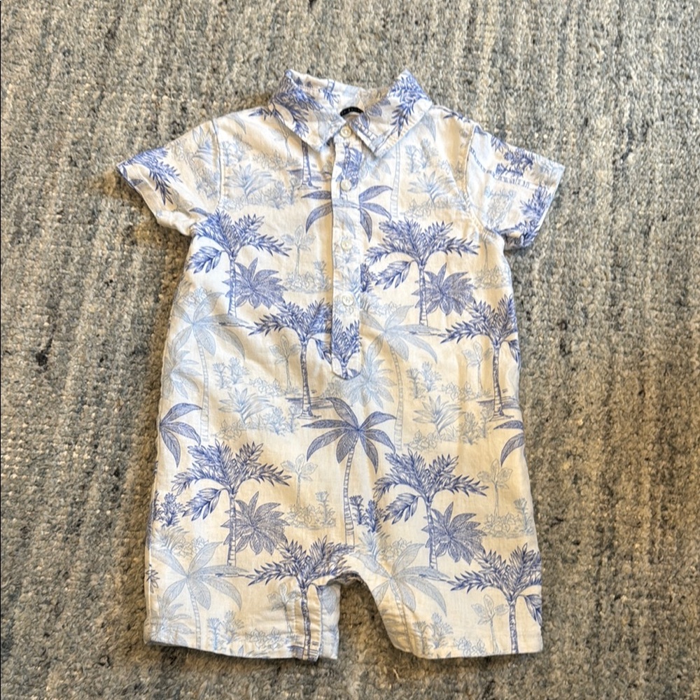 Janie and Jack Blue and White Tropical One Piece